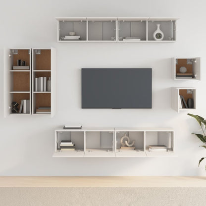 vidaXL Meuble TV, 8 pcs, Blanc, Bois d'ingénierie