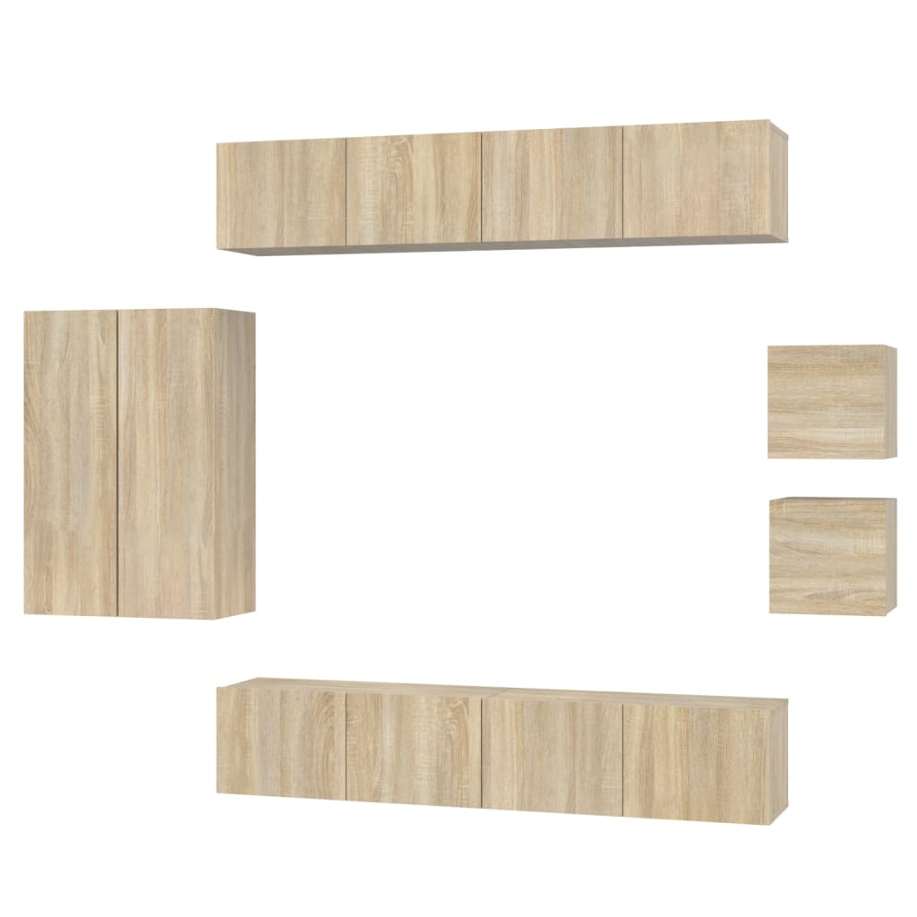 vidaXL 8-tlg. TV-Schrank-Set Sonoma-Eiche Holzwerkstoff