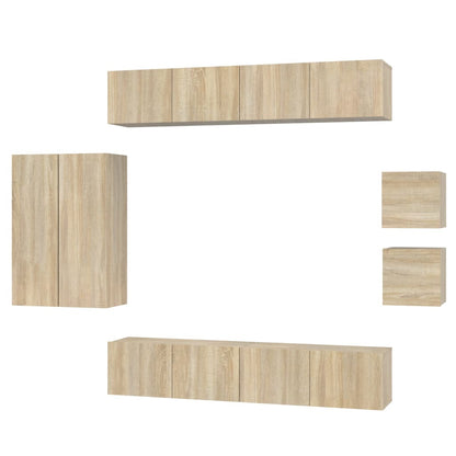 vidaXL 8-tlg. TV-Schrank-Set Sonoma-Eiche Holzwerkstoff