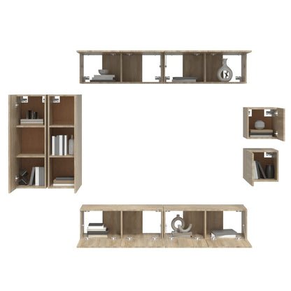 vidaXL 8-tlg. TV-Schrank-Set Sonoma-Eiche Holzwerkstoff