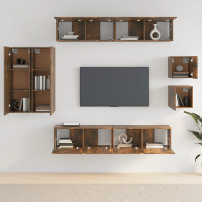 vidaXL Ensemble de 8 meubles TV en aggloméré chêne fumé