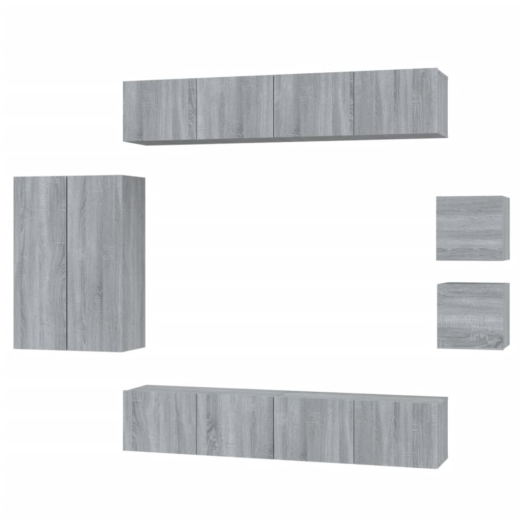 vidaXL Ensemble de meubles TV 8 pcs Gris Sonoma Aggloméré