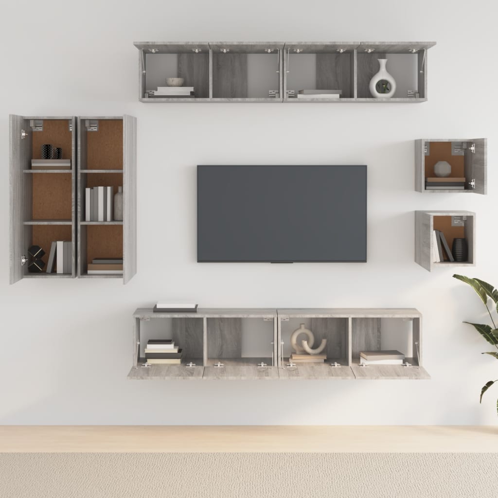 vidaXL Ensemble de meubles TV 8 pcs Gris Sonoma Aggloméré