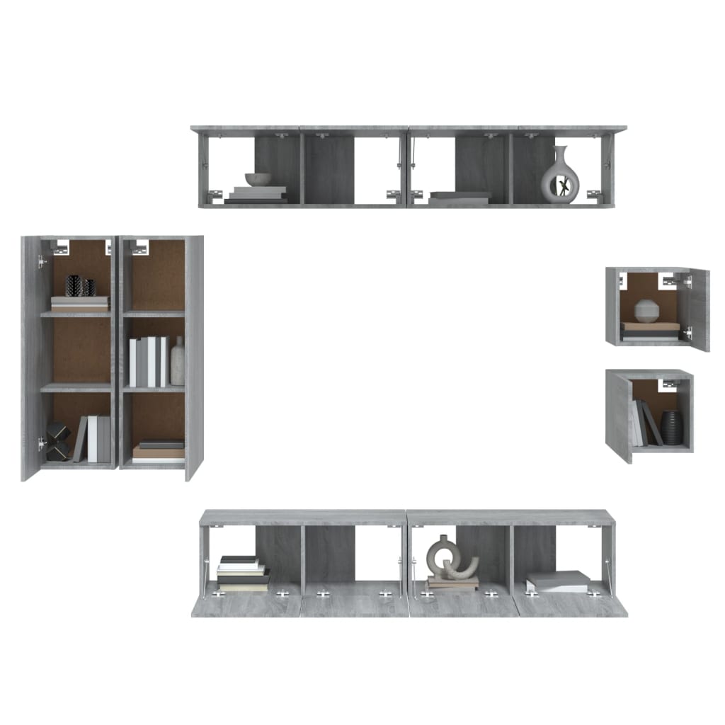 vidaXL Ensemble de meubles TV 8 pcs Gris Sonoma Aggloméré