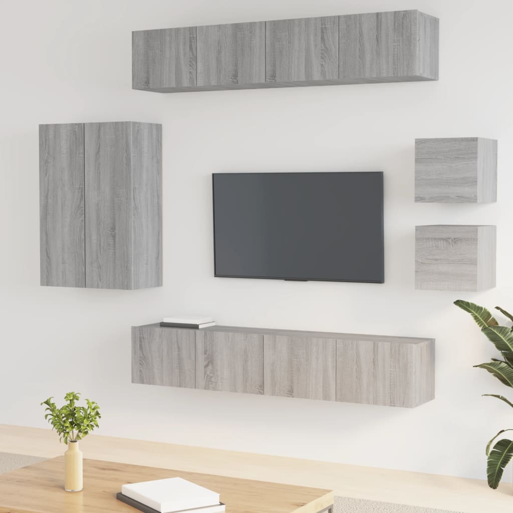 vidaXL Ensemble de meubles TV 8 pcs Gris Sonoma Aggloméré