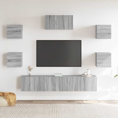 vidaXL Ensemble de meubles TV 7 pcs Aggloméré Gris Sonoma