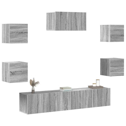 vidaXL Ensemble de meubles TV 7 pcs Aggloméré Gris Sonoma