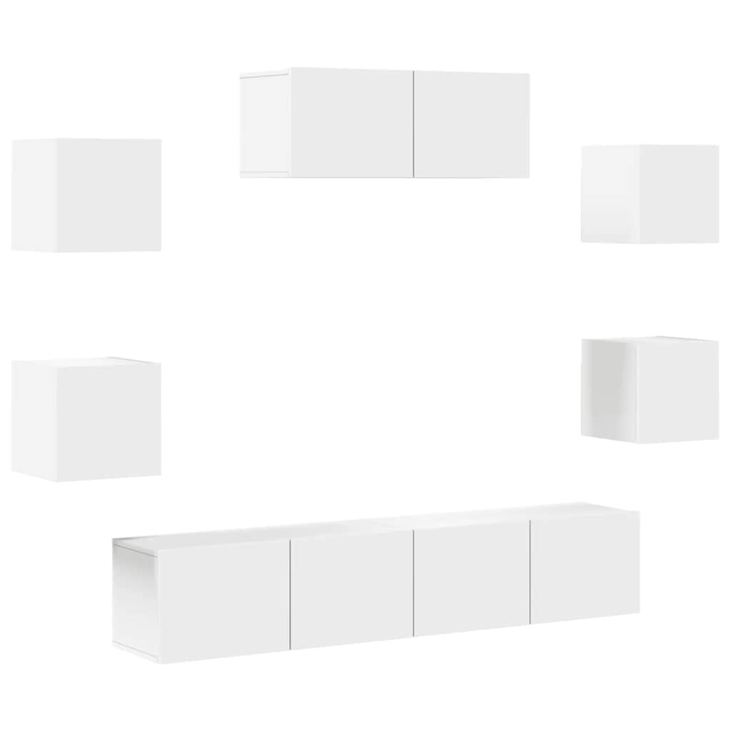 vidaXL Ensemble de 7 meubles TV blanc en bois d'ingénierie