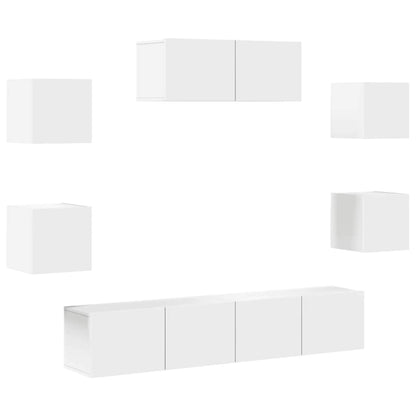 vidaXL Ensemble de 7 meubles TV blanc en bois d'ingénierie