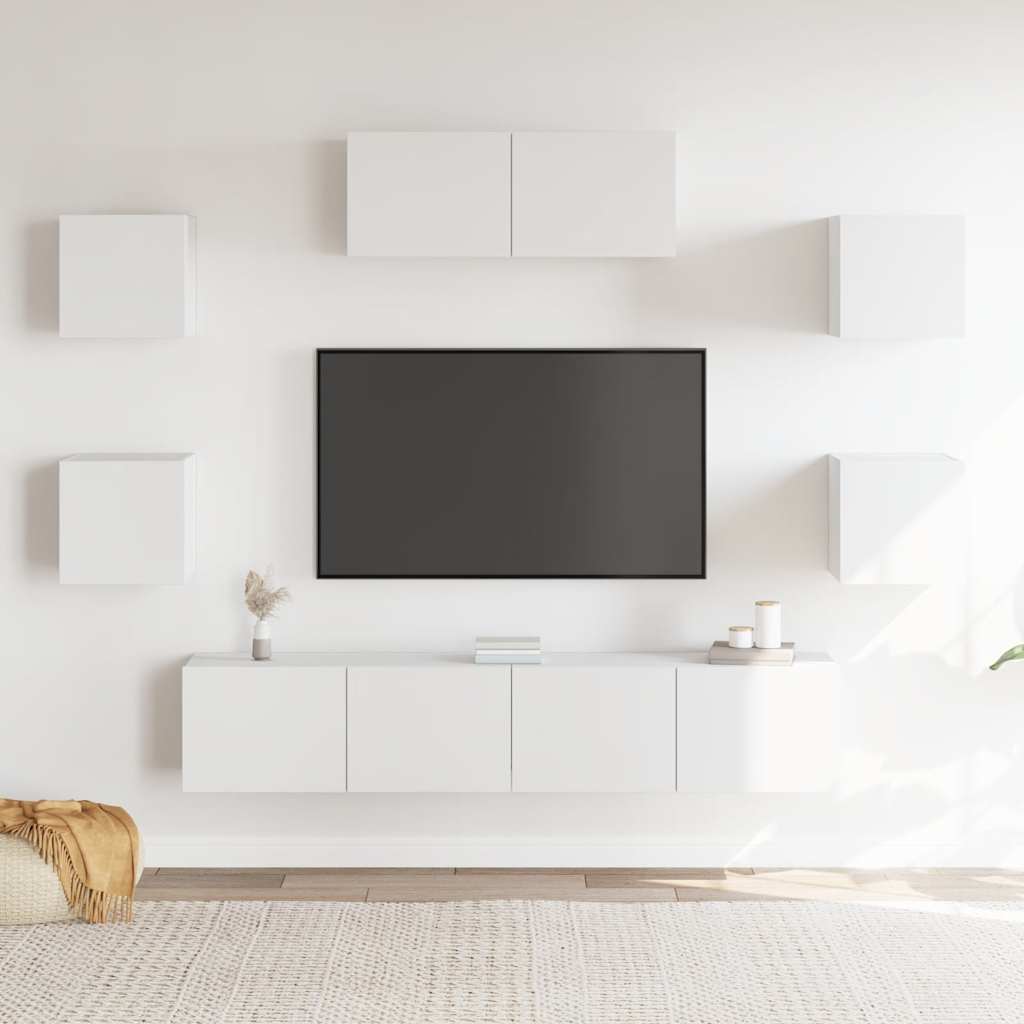 vidaXL Ensemble de 7 meubles TV blanc en bois d'ingénierie