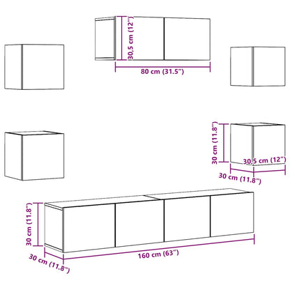 vidaXL Ensemble de 7 meubles TV blanc en bois d'ingénierie