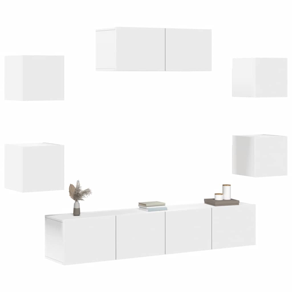 vidaXL Ensemble de 7 meubles TV blanc en bois d'ingénierie
