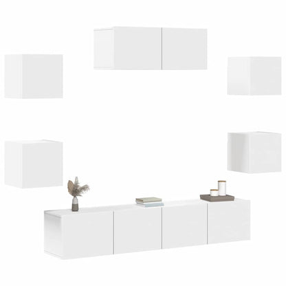 vidaXL Ensemble de 7 meubles TV blanc en bois d'ingénierie