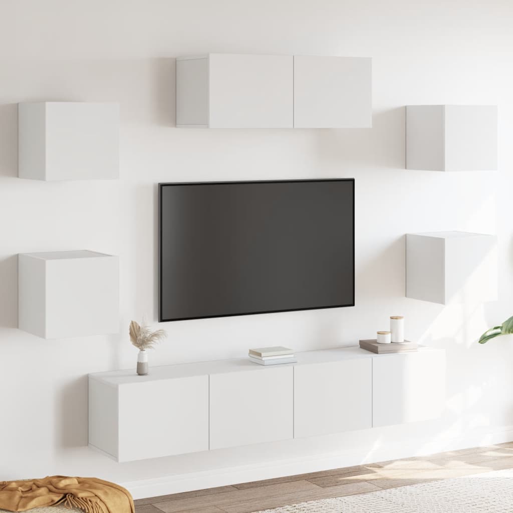 vidaXL Ensemble de 7 meubles TV blanc en bois d'ingénierie