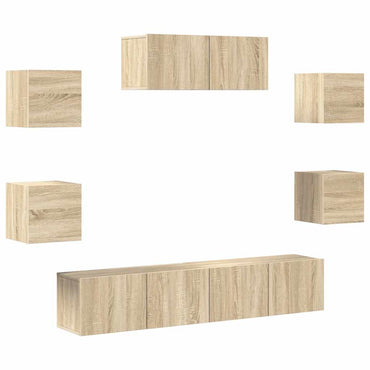 vidaXL Meuble TV 7 pcs Aggloméré Chêne Sonoma