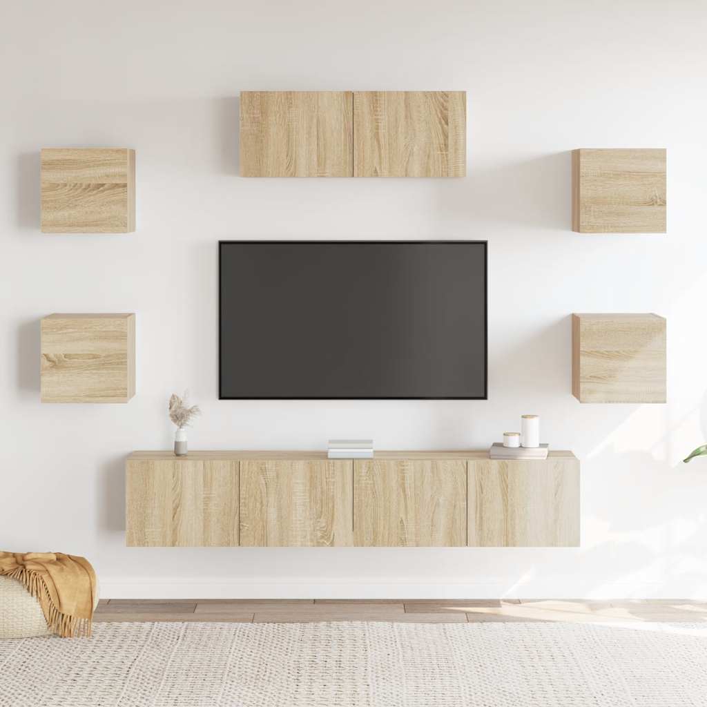vidaXL Meuble TV 7 pcs Aggloméré Chêne Sonoma