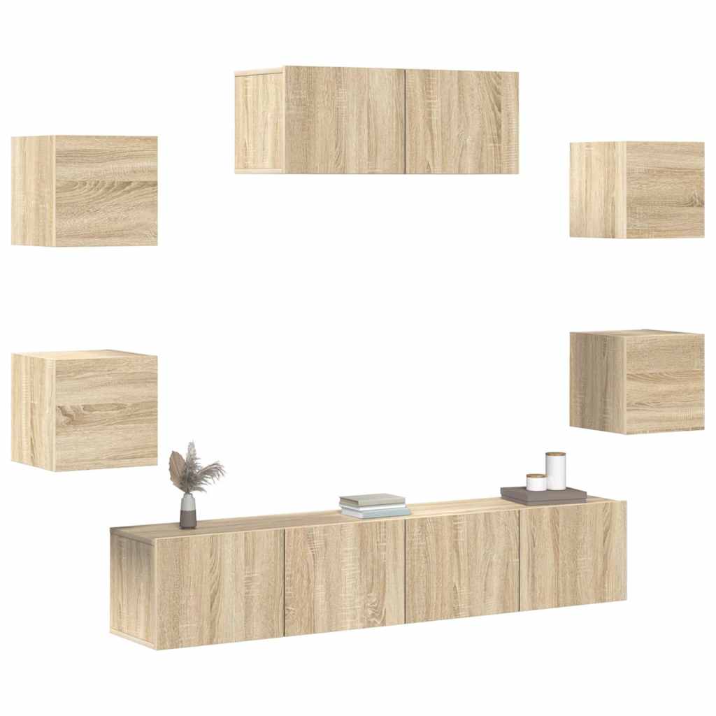 vidaXL Meuble TV 7 pcs Aggloméré Chêne Sonoma