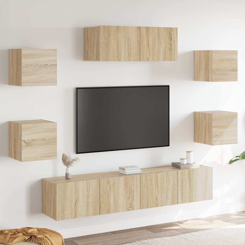vidaXL Meuble TV 7 pcs Aggloméré Chêne Sonoma