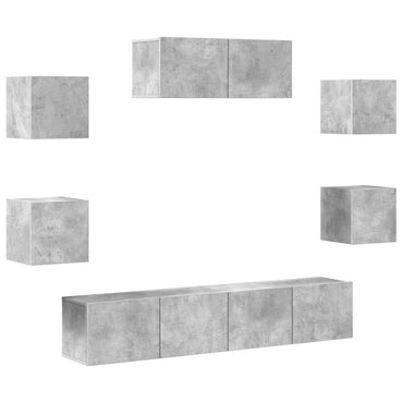 vidaXL Meuble TV 7 pcs Bois d'ingénierie Gris béton