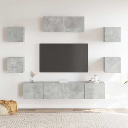 vidaXL Meuble TV 7 pcs Bois d'ingénierie Gris béton
