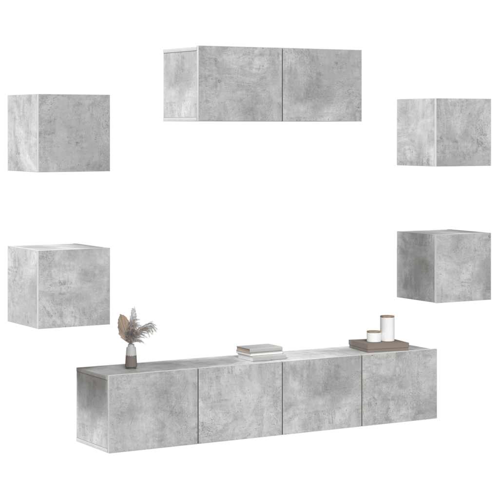 vidaXL Meuble TV 7 pcs Bois d'ingénierie Gris béton