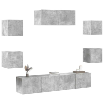 vidaXL Meuble TV 7 pcs Bois d'ingénierie Gris béton