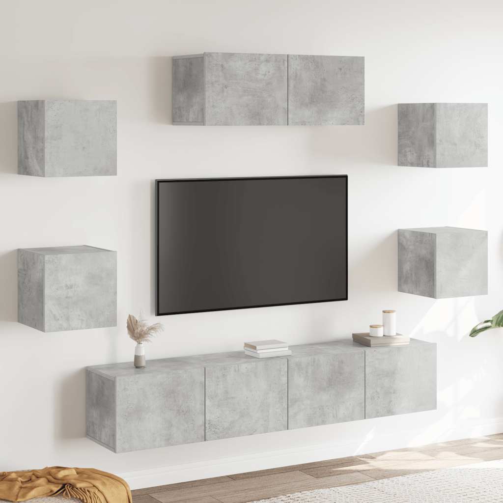 vidaXL Meuble TV 7 pcs Bois d'ingénierie Gris béton