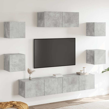 vidaXL Meuble TV 7 pcs Bois d'ingénierie Gris béton