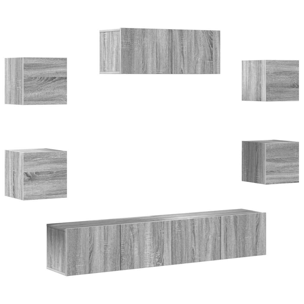 vidaXL Ensemble de meubles TV 7 pcs Aggloméré Gris Sonoma