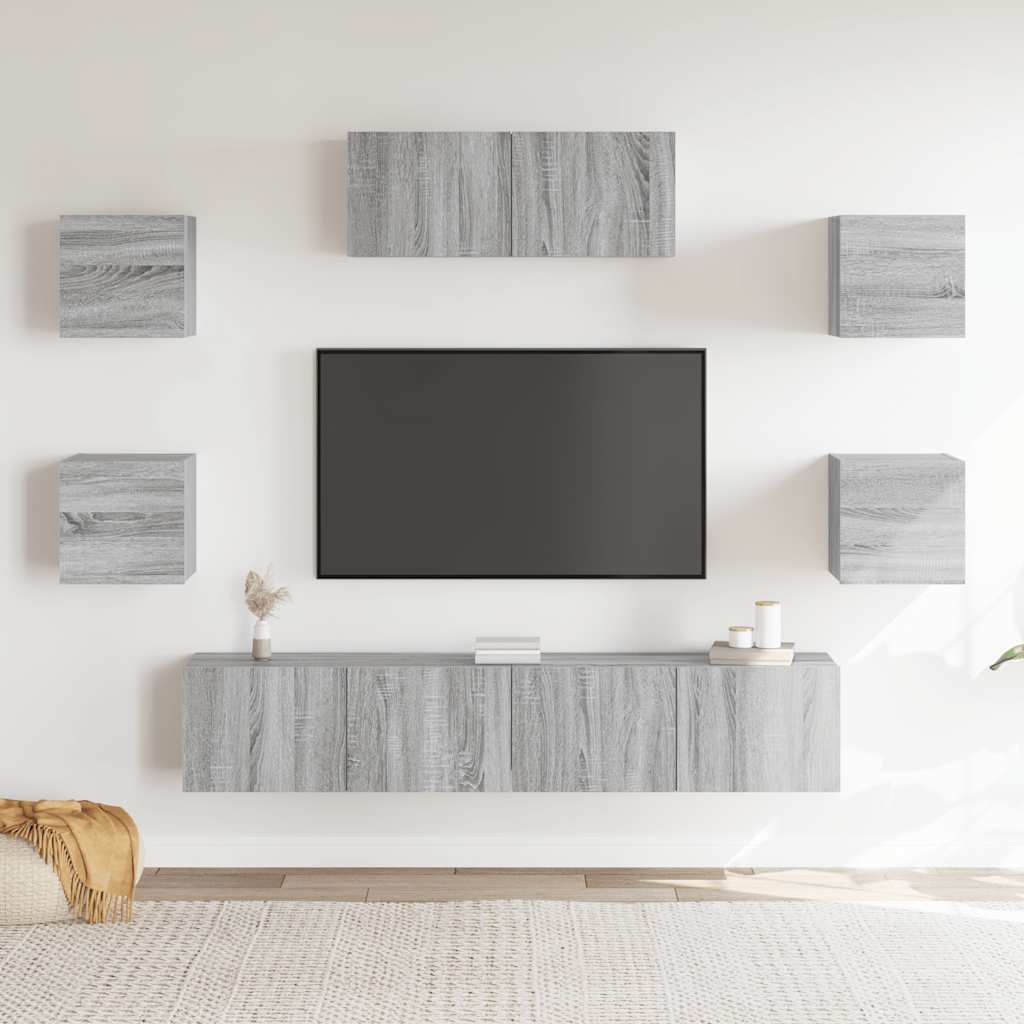 vidaXL Ensemble de meubles TV 7 pcs Aggloméré Gris Sonoma