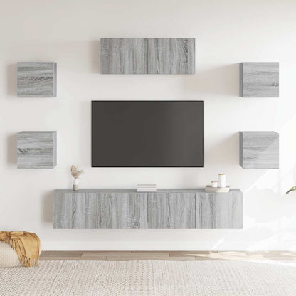 vidaXL Ensemble de meubles TV 7 pcs Aggloméré Gris Sonoma