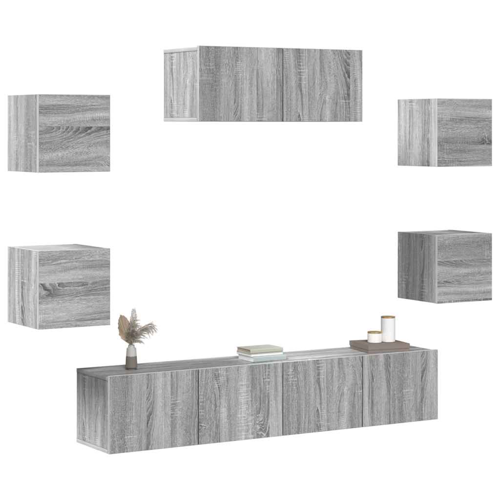 vidaXL Ensemble de meubles TV 7 pcs Aggloméré Gris Sonoma
