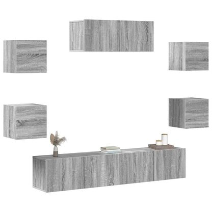 vidaXL Ensemble de meubles TV 7 pcs Aggloméré Gris Sonoma