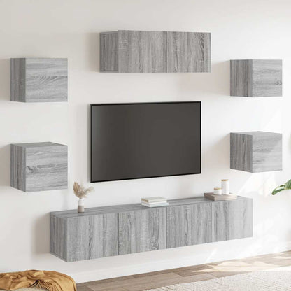 vidaXL Ensemble de meubles TV 7 pcs Aggloméré Gris Sonoma