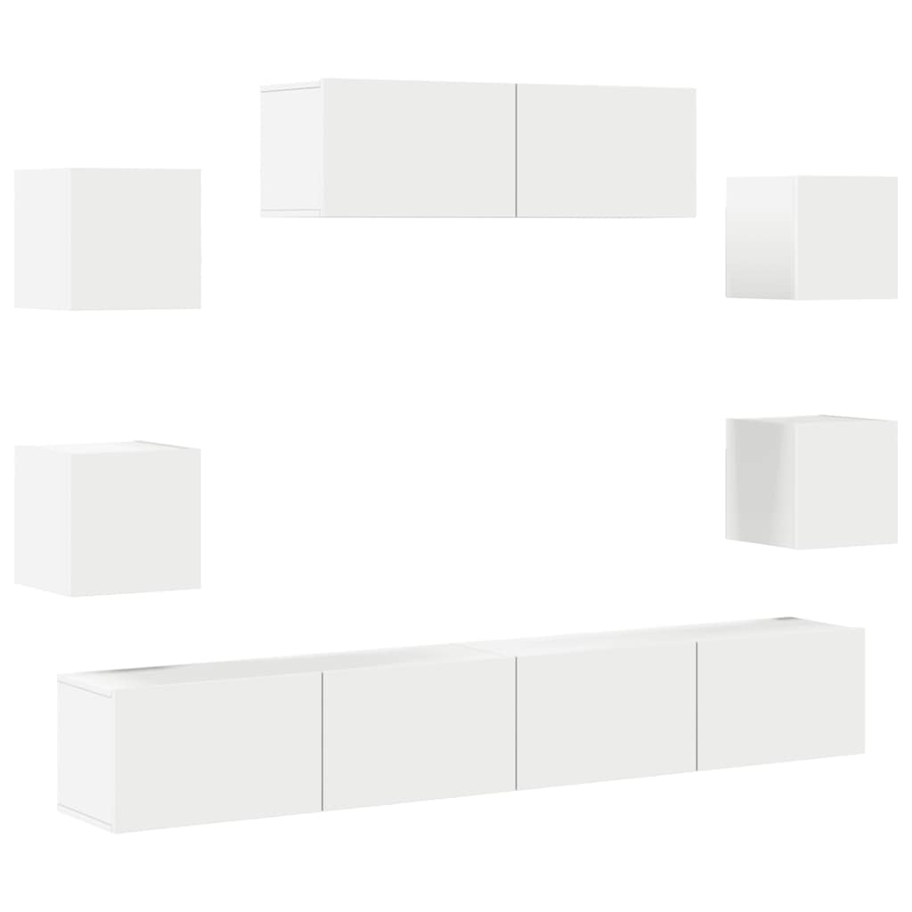 vidaXL 7-tlg. TV-Schrank-Set Weiß Holzwerkstoff