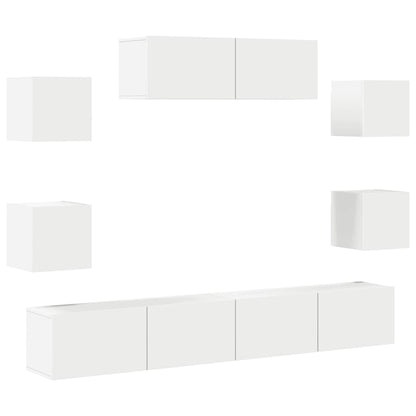 vidaXL 7-tlg. TV-Schrank-Set Weiß Holzwerkstoff