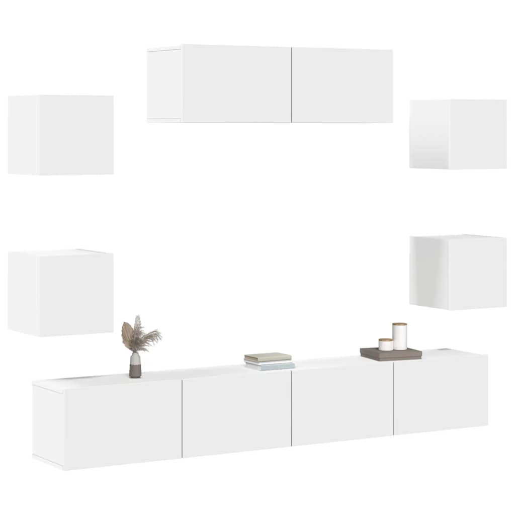 vidaXL 7-tlg. TV-Schrank-Set Weiß Holzwerkstoff