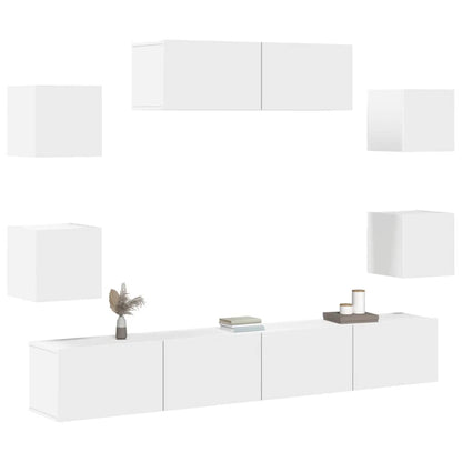 vidaXL 7-tlg. TV-Schrank-Set Weiß Holzwerkstoff