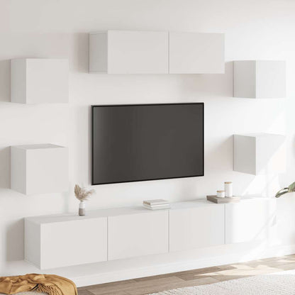 vidaXL 7-tlg. TV-Schrank-Set Weiß Holzwerkstoff