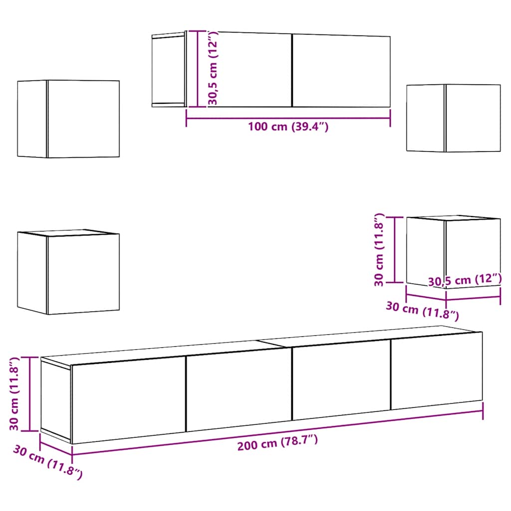 vidaXL Ensemble de meubles TV 7 pcs Bois d'ingénierie chêne sonoma