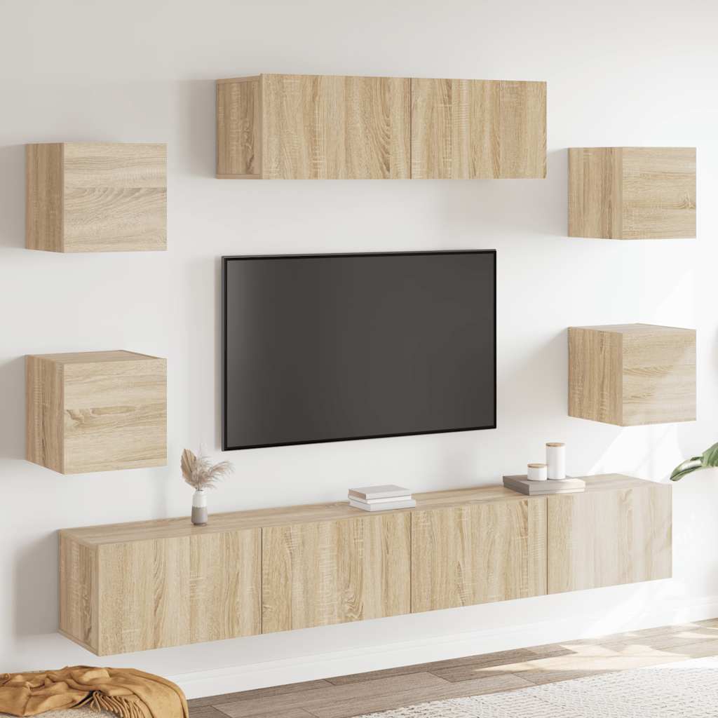 vidaXL Ensemble de meubles TV 7 pcs Bois d'ingénierie chêne sonoma