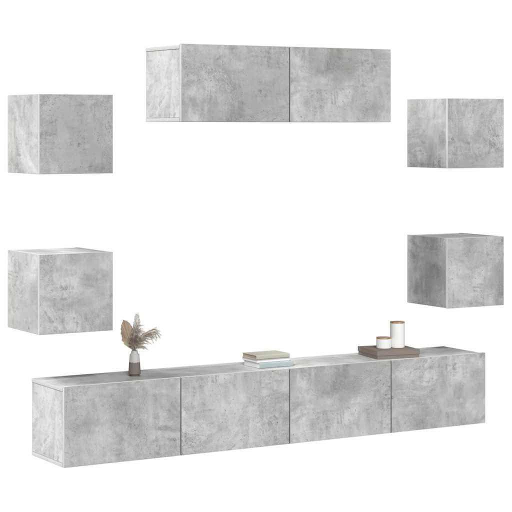 vidaXL Meuble TV 7 pcs Bois d'ingénierie Gris béton