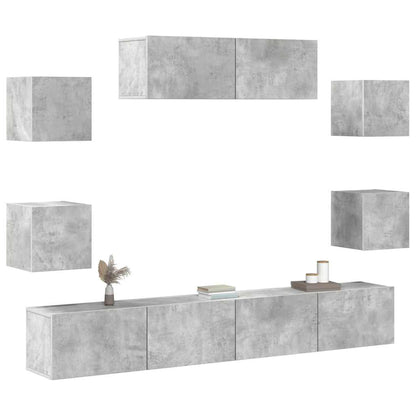 vidaXL Meuble TV 7 pcs Bois d'ingénierie Gris béton