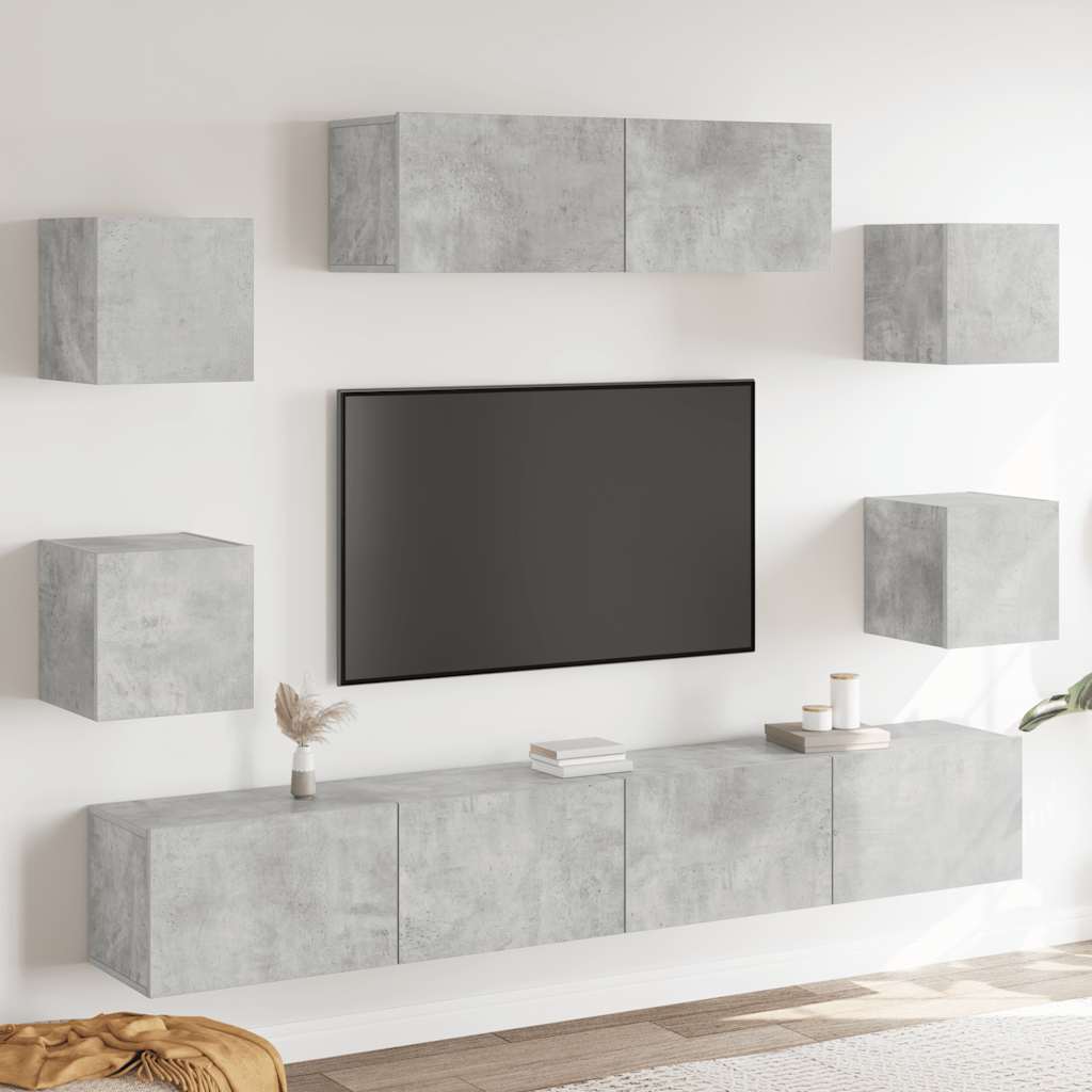 vidaXL Meuble TV 7 pcs Bois d'ingénierie Gris béton