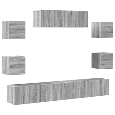 vidaXL Ensemble de meubles TV 7 pcs Aggloméré Gris Sonoma