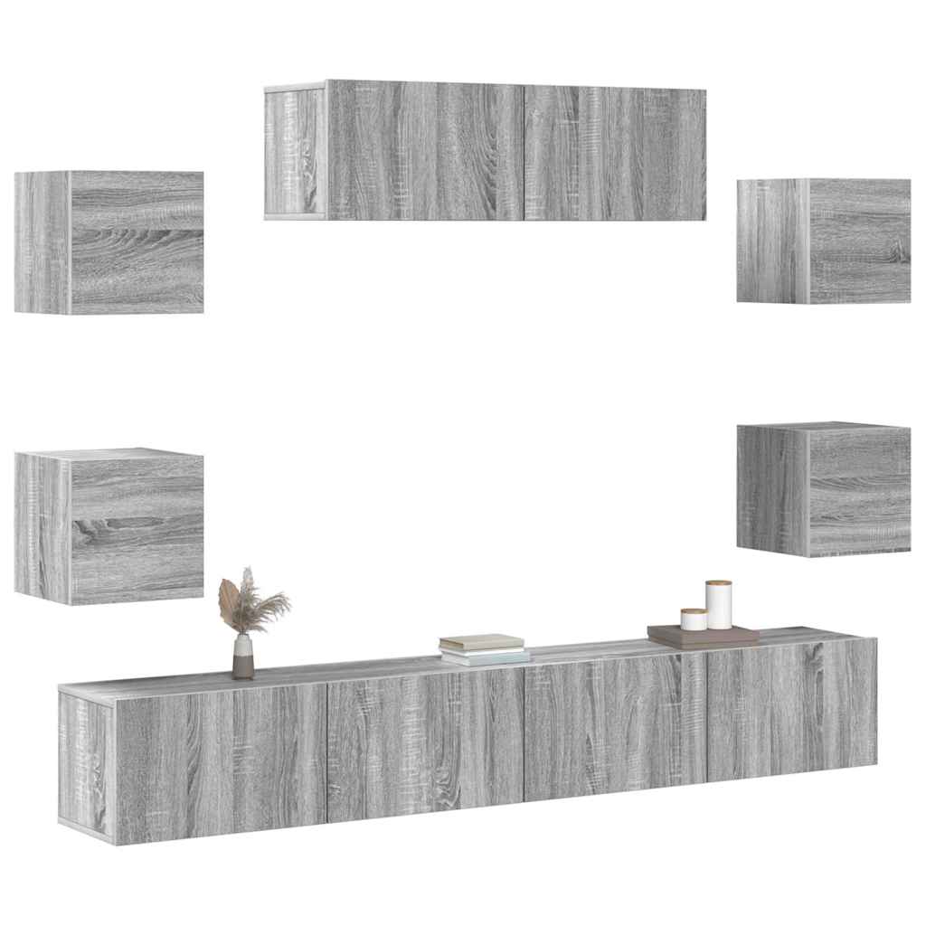 vidaXL Ensemble de meubles TV 7 pcs Aggloméré Gris Sonoma