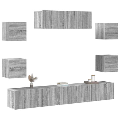 vidaXL Ensemble de meubles TV 7 pcs Aggloméré Gris Sonoma
