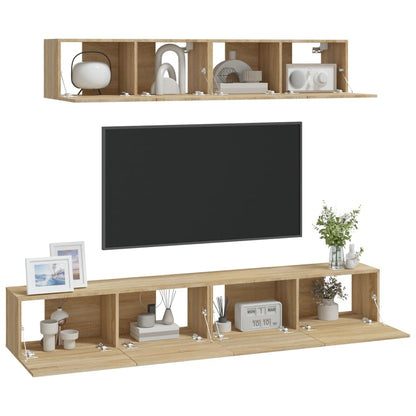 vidaXL Meuble TV 4 pcs Aggloméré Chêne Sonoma