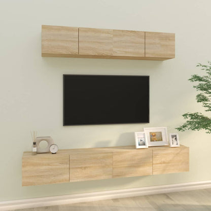 vidaXL Meuble TV 4 pcs Aggloméré Chêne Sonoma