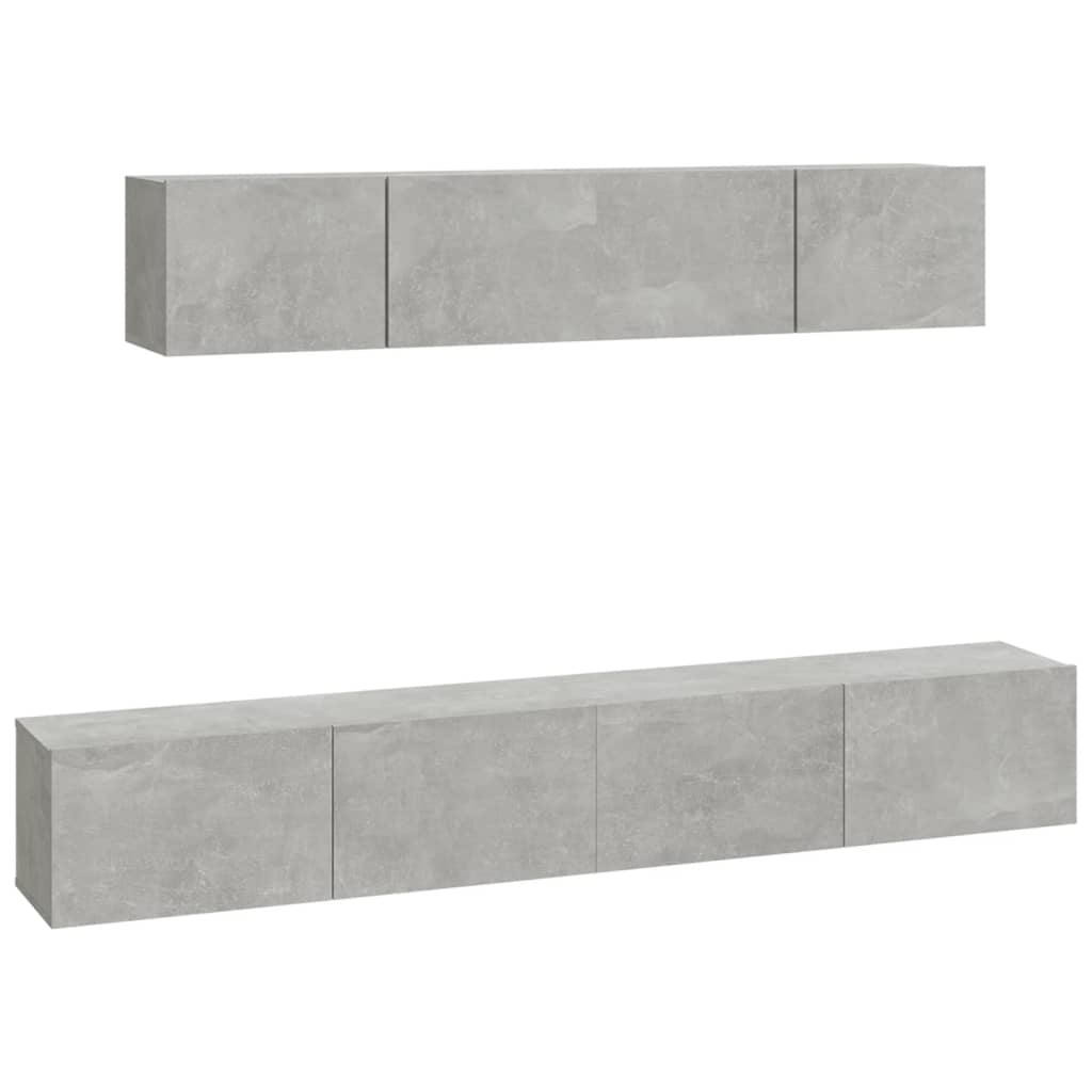 vidaXL Meuble TV 4 pcs Gris béton Aggloméré